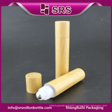 Hot sale plastic essential oil bottle and 20ml bamboo roll on bottles with metal ball